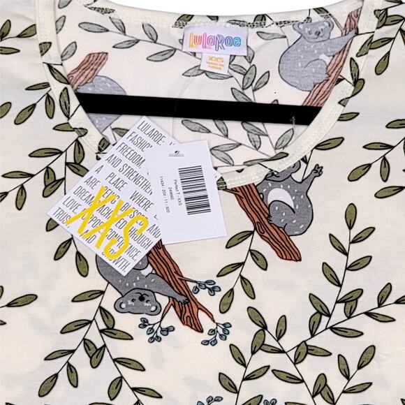 LuLaRoe Perfect T XXS Koala Cream Olive Grey Whimsical Cute Swing Tunic Tee Top - Picture 2 of 8